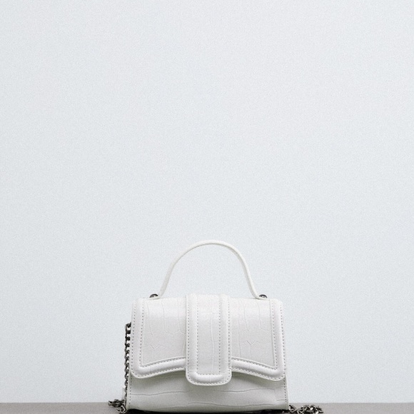 🌸Zara mini white flap croc imbossed bag - Picture 5 of 5